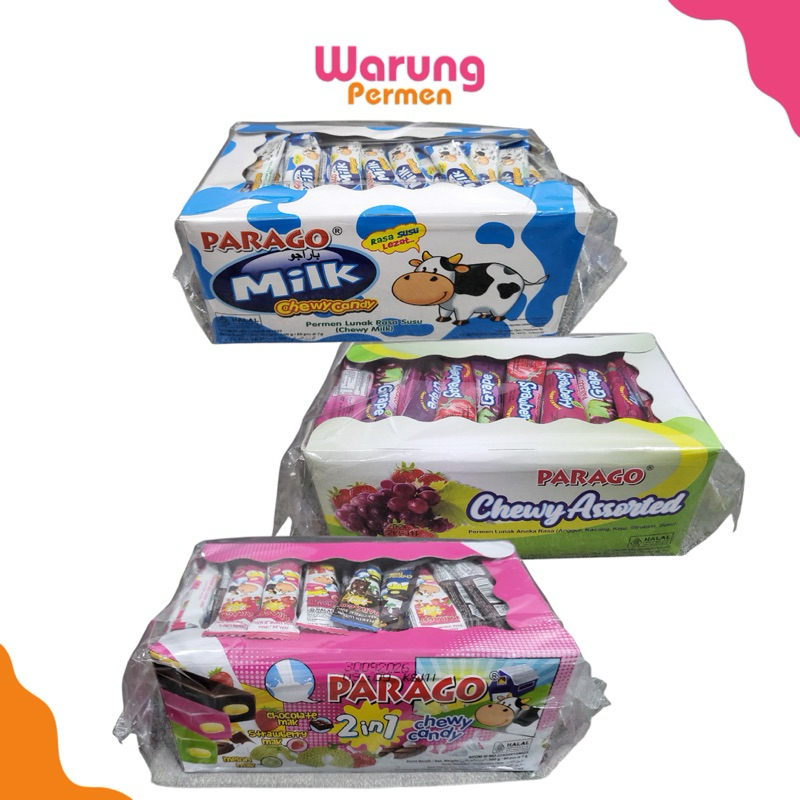 

PARAGO Permen Susu Sapi Jadul 80 Pcs / Parago Milk Chewy Candy / Permen Lunak Rasa Susu, Buah-Buahan, 2 in 1