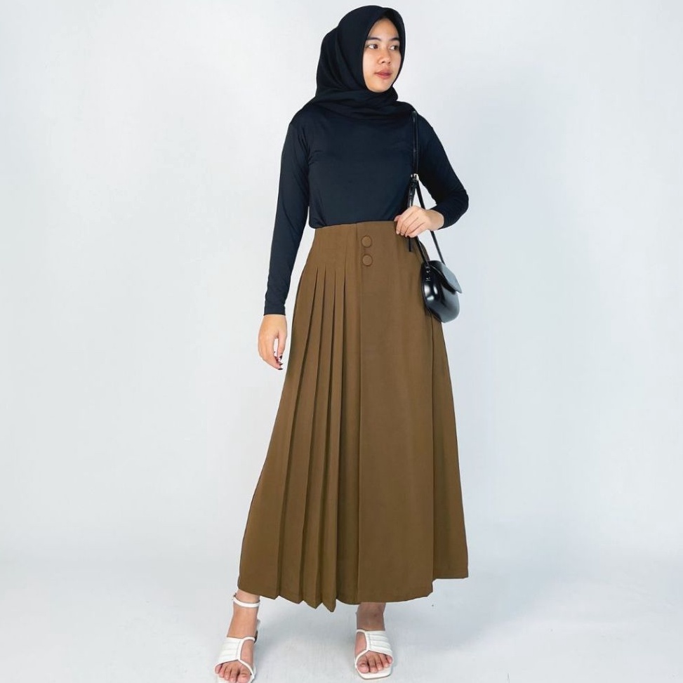 KODE O27H CELANA KULOT PANJANGCELANA KULOT HUSNA ORIGINAL KANCING 2PLEATS WANITA CASUALCELANA KULOT 