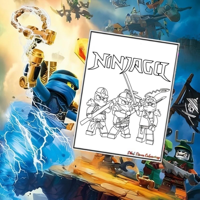 

Kertas Gambar Mewarnai Tema Ninjago V1 / Lego / isi 10 Lembar Kertas Tebal 160gsm