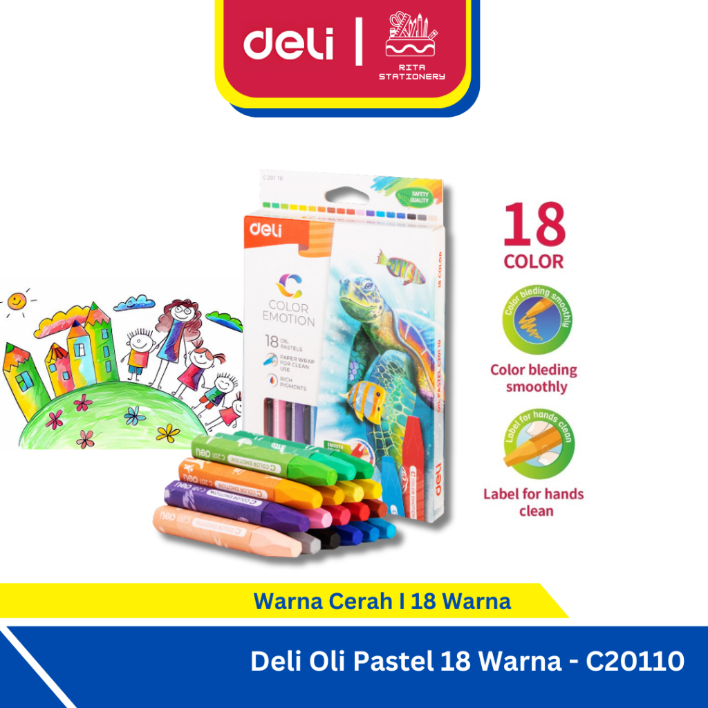 

Deli Oil Pastel Crayon Krayon 18 Warna Kualitas Tinggi, Campuran Warna Sempurna EC20110