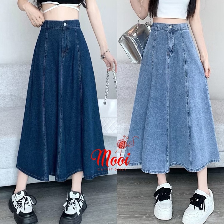 KODE E68X MOOI Jisso Skirt  Rok Jeans Payung Maxi Korean Skirt Rok ALine bisa bigsize jeans Ringan k