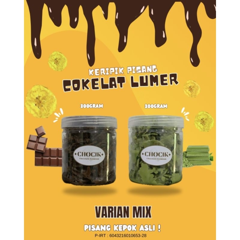 

CHOCIK Mix Keripik Pisang Cokelat Dan Matcha Lumer 2Jar