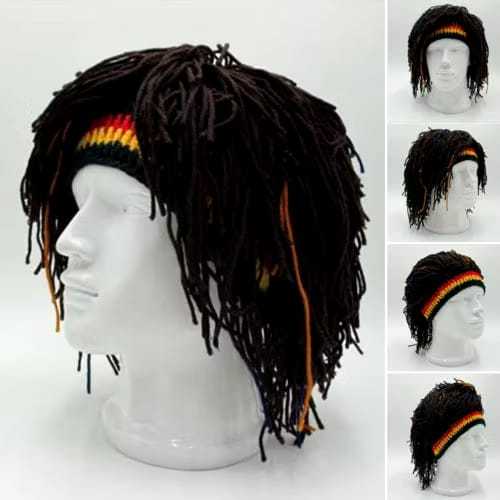 Wig pria gimbal reggae wig cowok gimbal kepang sulam