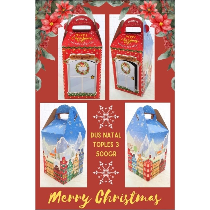 SALE Dus Natal untuk Toples Kue Kering Ukuran Toples 500gr Box Christmas (toples isi 3)