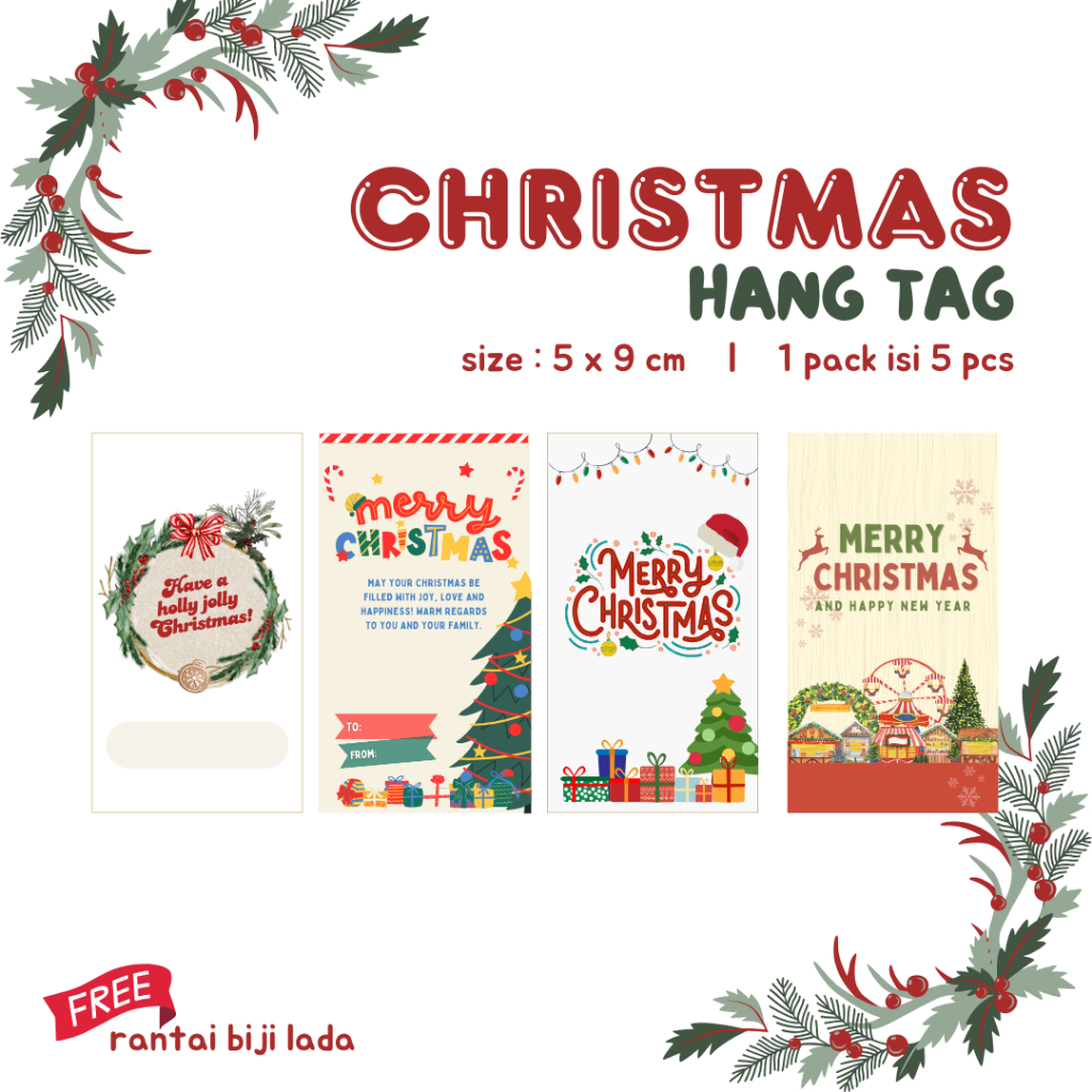 

CHRISTMAS HANG TAG / HANG TAG NATAL / GANTUNGAN HAMPERS NATAL (SET ISI 5)