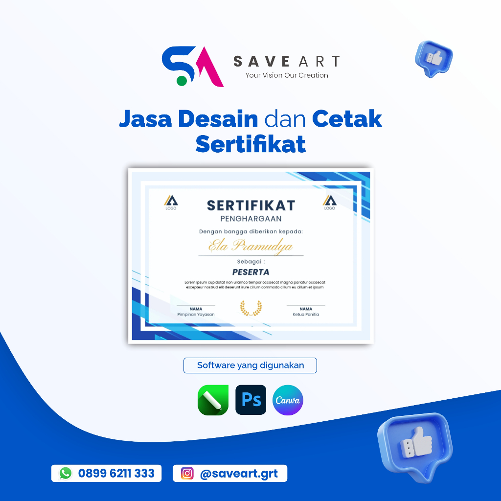 

Cetak Sertifikat Ukuran A4