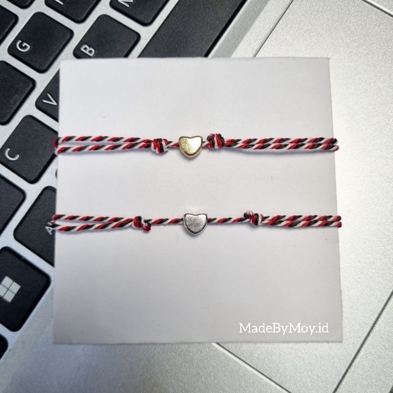 Gelang Couple Tali Tridatu Bali Manik Love pipih