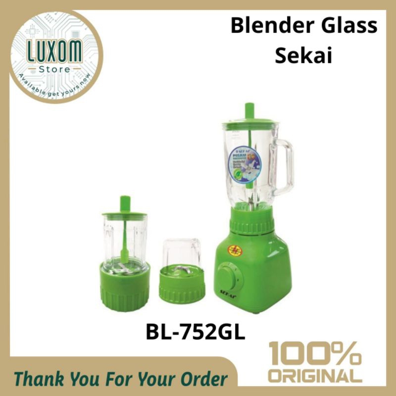 Blender Glass Sekai Bl-752GL/Blender Sekai/Bl-752GL/Kapasitas blender 1L