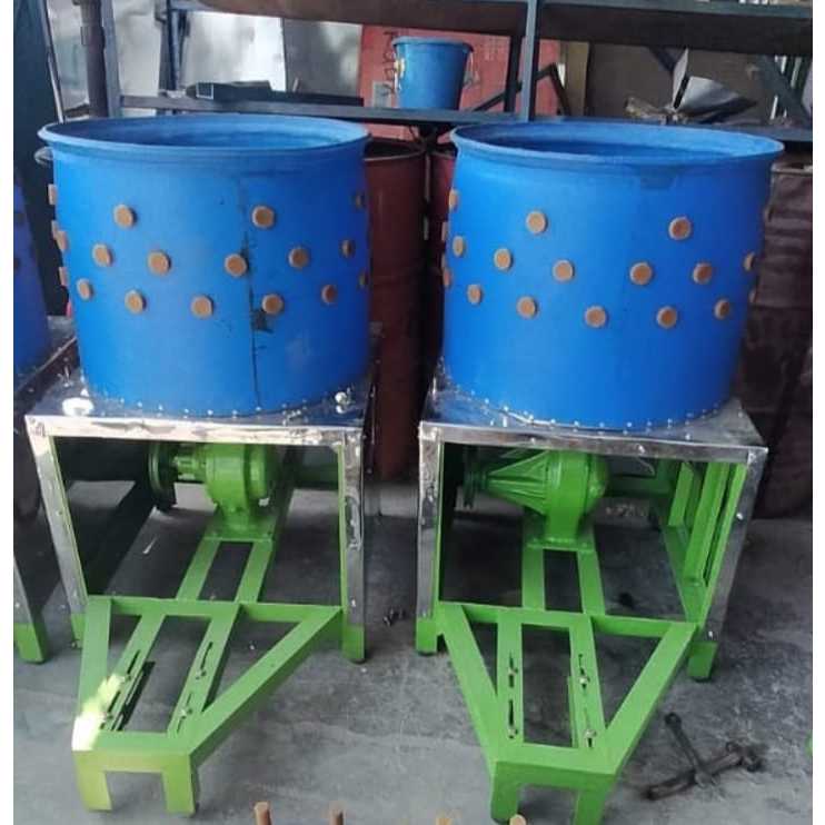 MESIN BUBUT AYAM GARDAN MOBIL KWALITAS SUPER KAPASITAS 5-8EKOR DRUM TONG BIRU