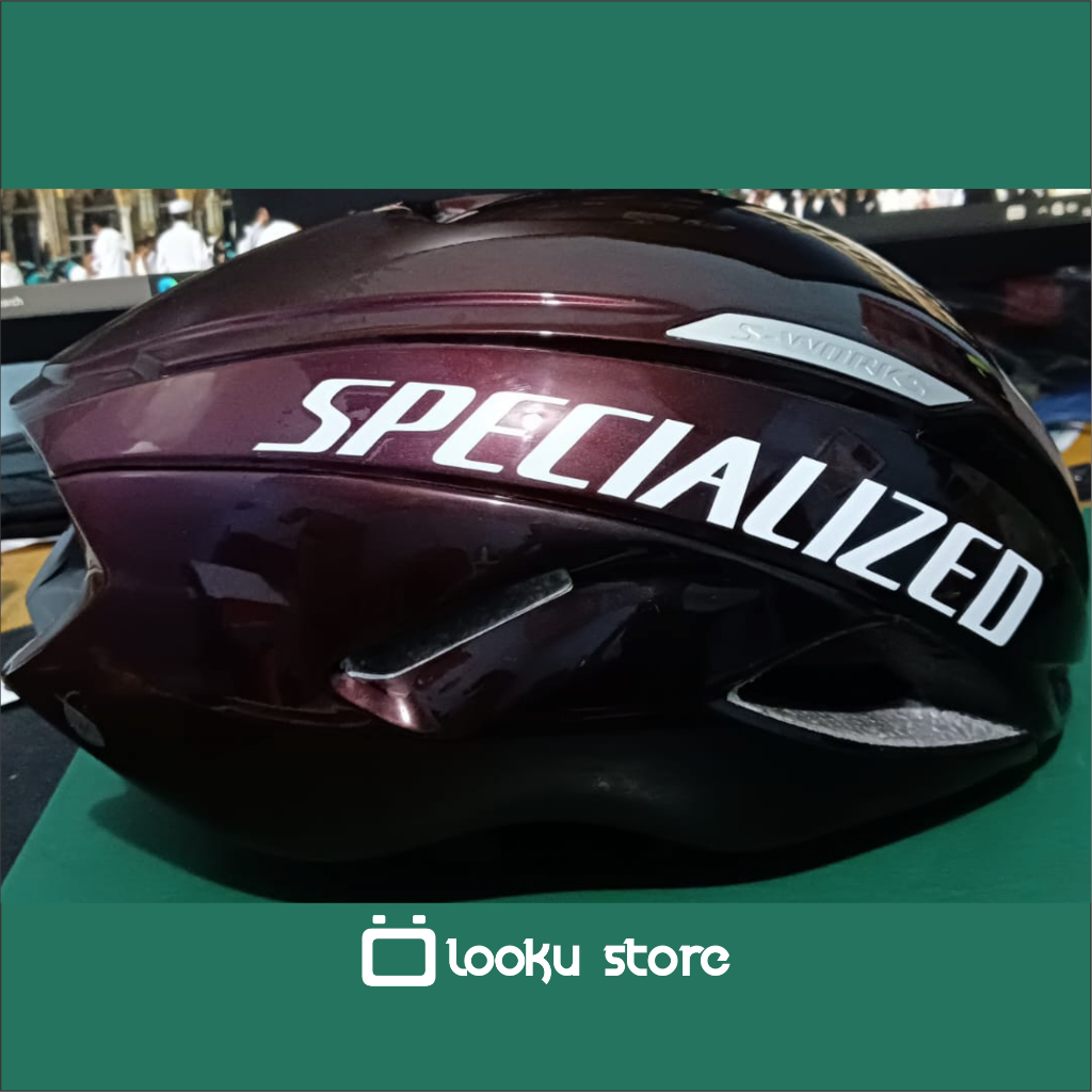 Stiker Helm Specialized Paket - Cutting Sticker Helm Sepeda - Putih
