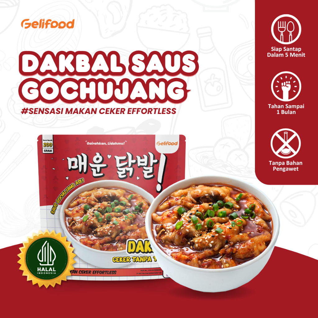 

Geli Food - Dakbal Ceker Tanpa Tulang Saos Gochujang (Khas Korea) 200gr