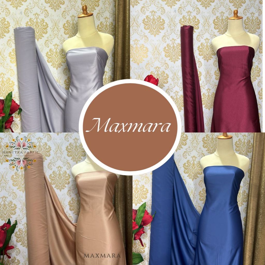 KAIN MAXMARA / BAHAN MAXMARA ORIGINAL / KAIN SATIN MAXMARA 100% ORIGINAL / KAIN POLOSAN / KAIN METER