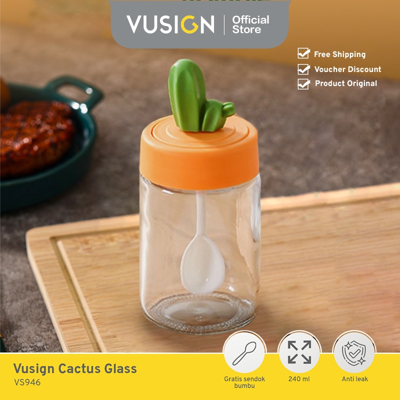 Vusign Tempat Bumbu Dapur Kaca / Seasoning Bottle 240ml Lucu VS946