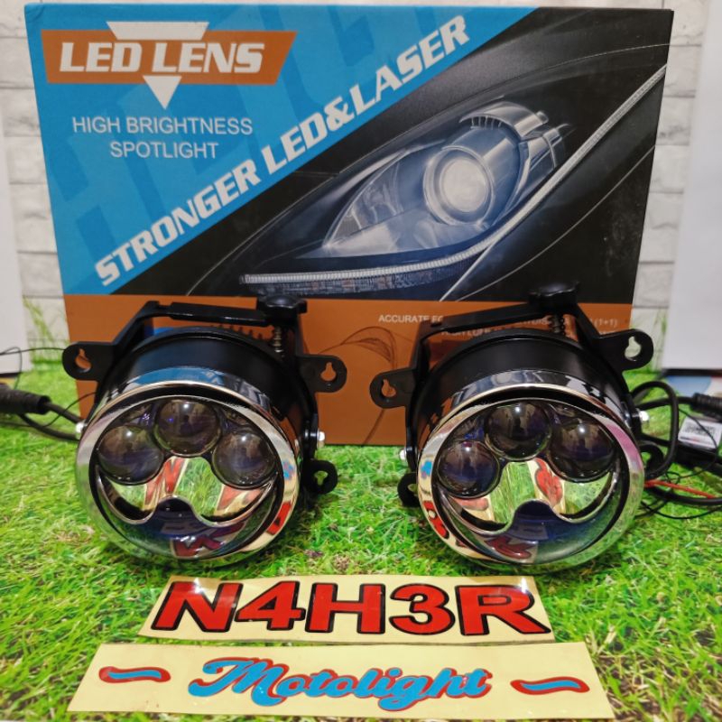 Lampu foglamp mobil  biled projector 3 Laser 3 Warna 3 inchi Sudah Ada devil eyes RGB - Via bluetoot