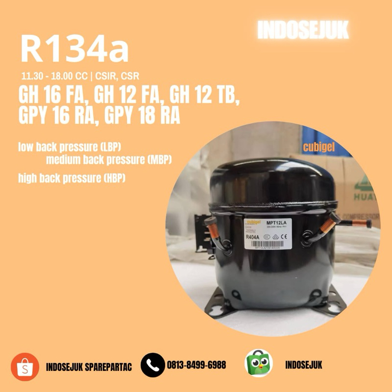 KOMPRESOR CUBIGEL GH 16 FA 1/2PK R134 | COMPRESSOR CUBIGEL 1/2PK R134A GH16FA