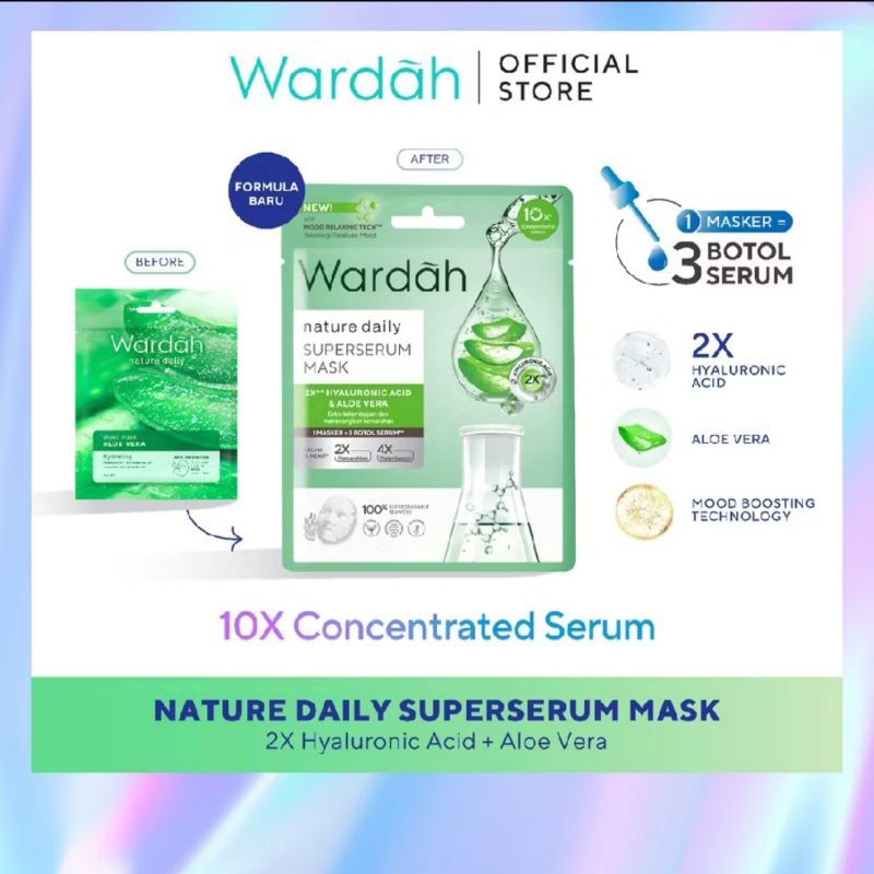 WARDAH Nature Daily Super Serum Mask 2x Hyaluronic Acid & Aloe Vera