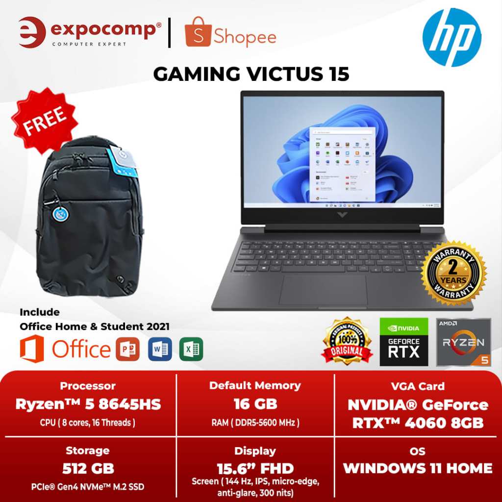 Hewlett Packard HP GAMING VICTUS 15 AMD RYZEN 5-8645HS RTX4060 16GB