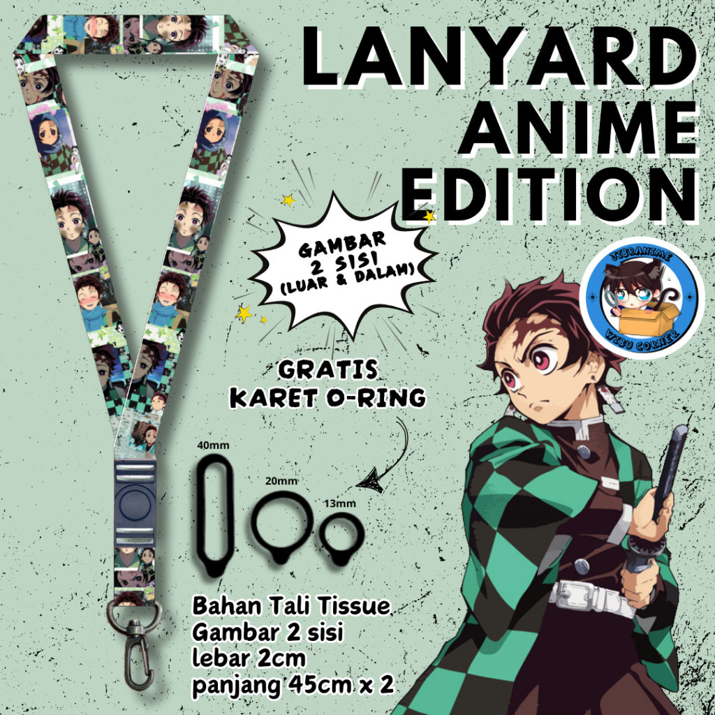

Lanyard Panjang Anime 2 Sisi / Tanjiro Kimetsu No Yaiba / gantungan kunci layard keychain