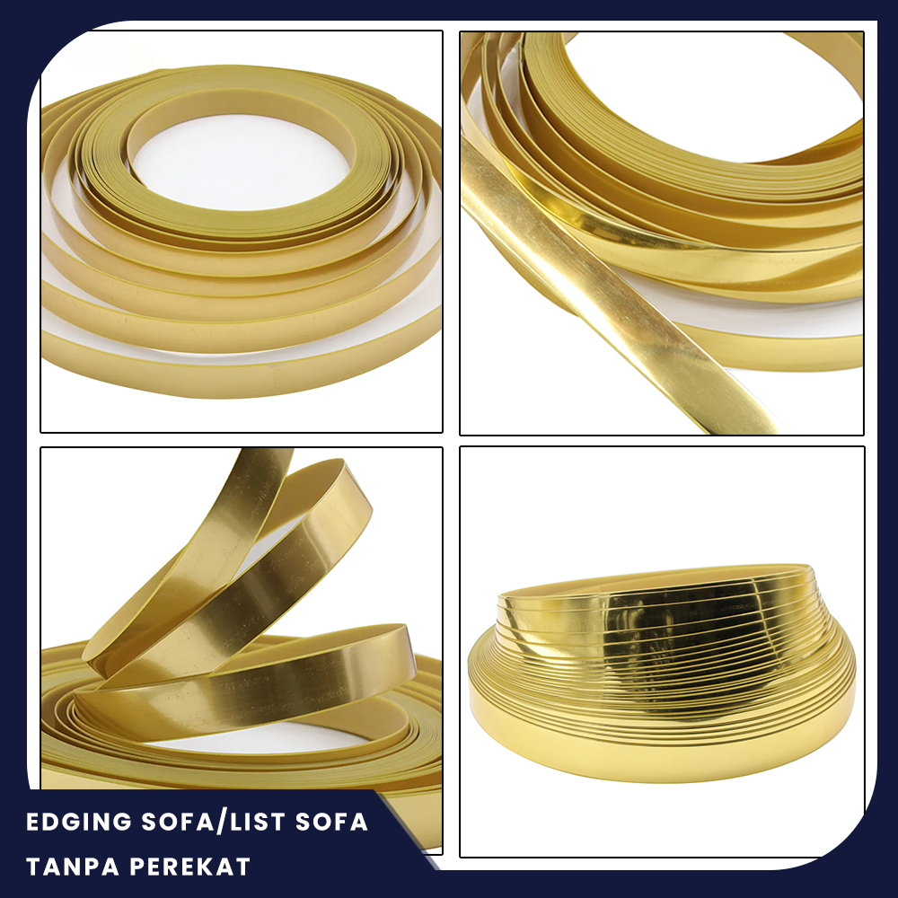 LIST EDGING SOFA VARIASI GOLD DAN SILVER / PVC AKSESORIS MEBEL MEWAH TANPA PEREKAT PERMETER