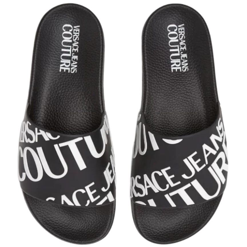 Versace Jeans Couture Logo Print Black Slide / Sandal Branded Original
