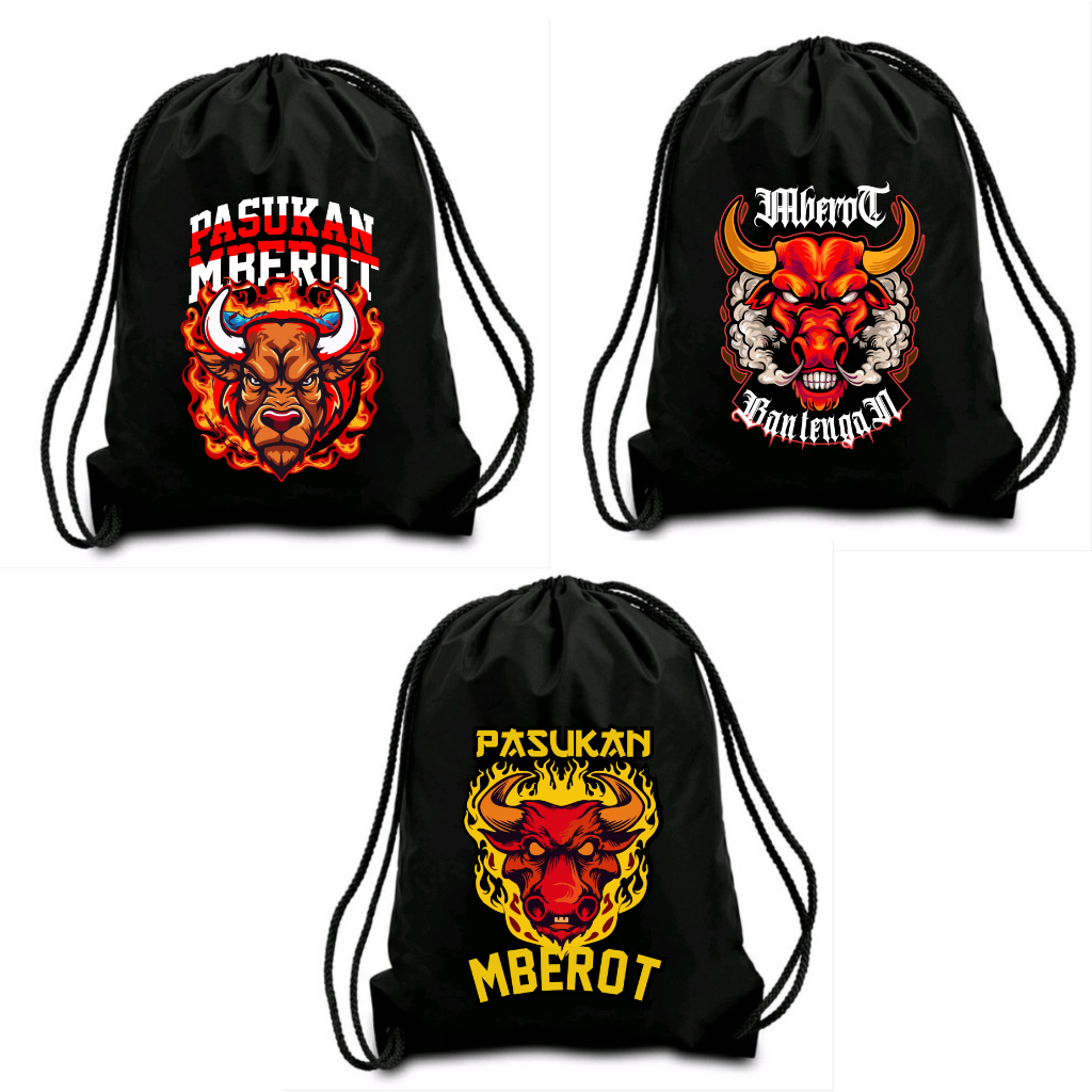 tas tas serut tas serut pria tas serut stringbag gendong motif bantengan