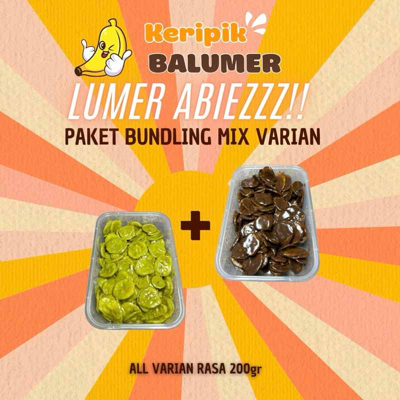 

Keripik Pisang Coklat Lumer BALUMER PAKET BUNDLING MIX - Cemilan Manis Snack Food 500ml 200gram