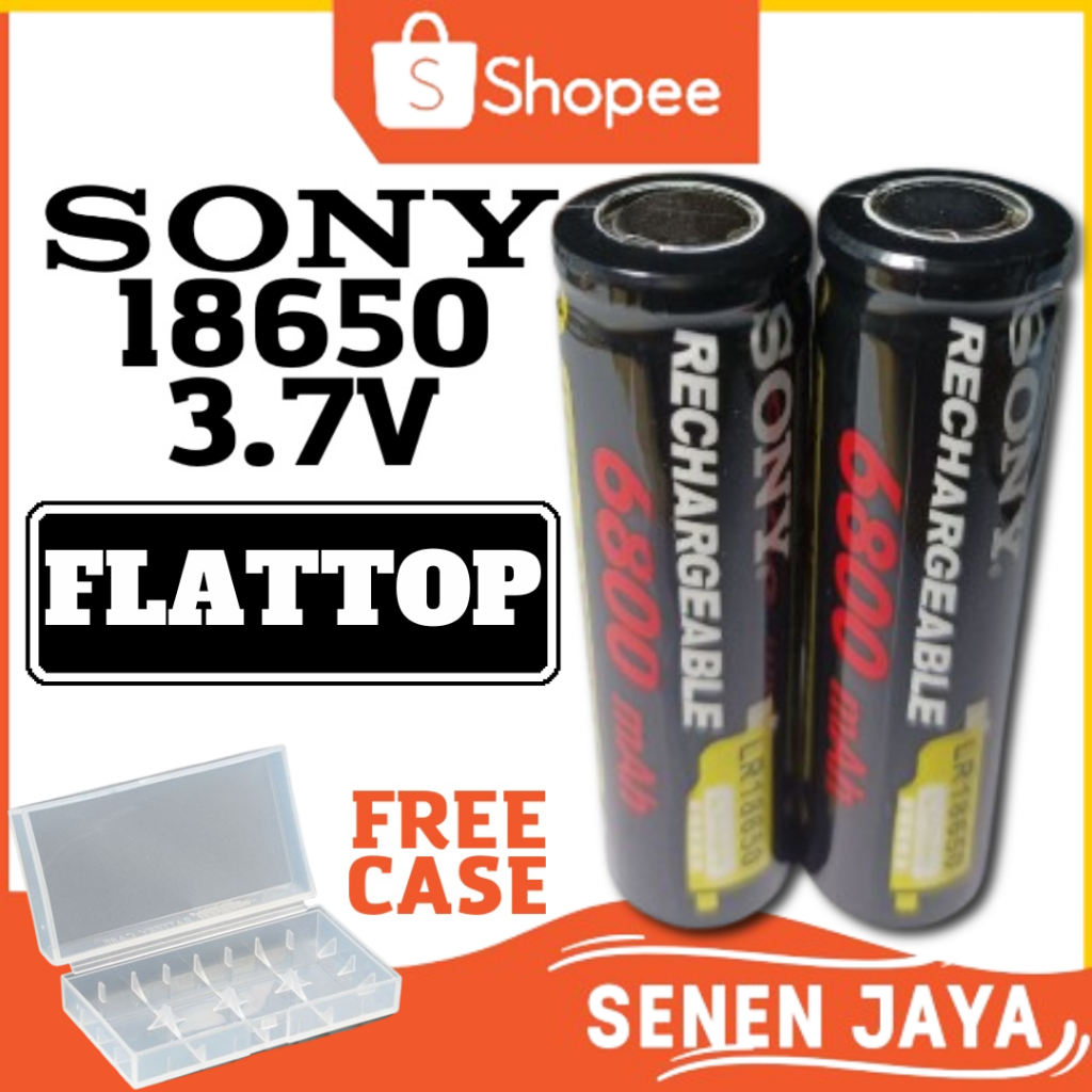 EKONOMIS 2 PCS Baterai 18650 3.7V Sony 6800 Flat Top Batre SONY 18650 3.7 Volt 6800 mAh ORIGINAL