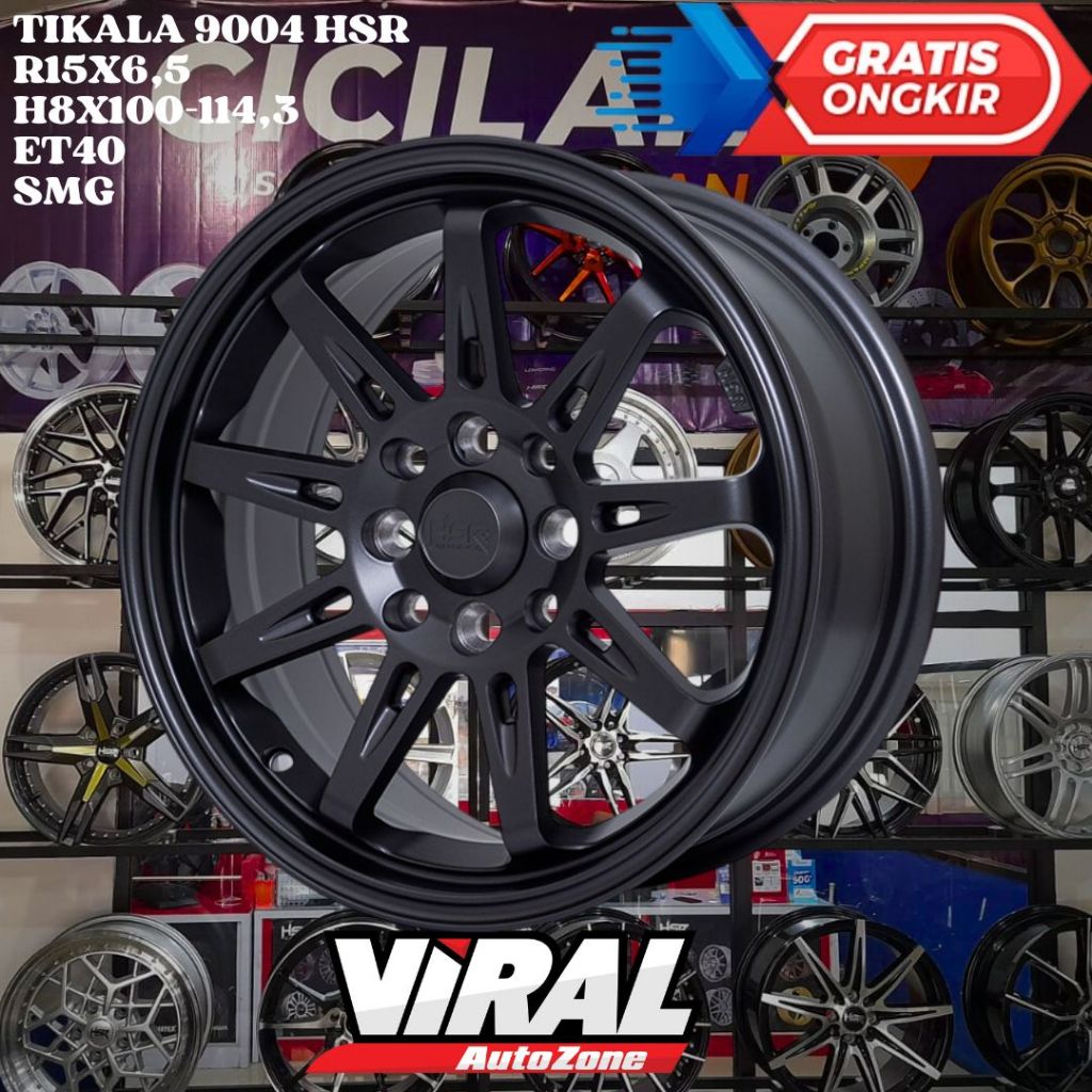Velg Mobil Ring 15 HSR TIKALA R15 LEBAR 6,5 LOBANG BAUT 4 ET40 GREY