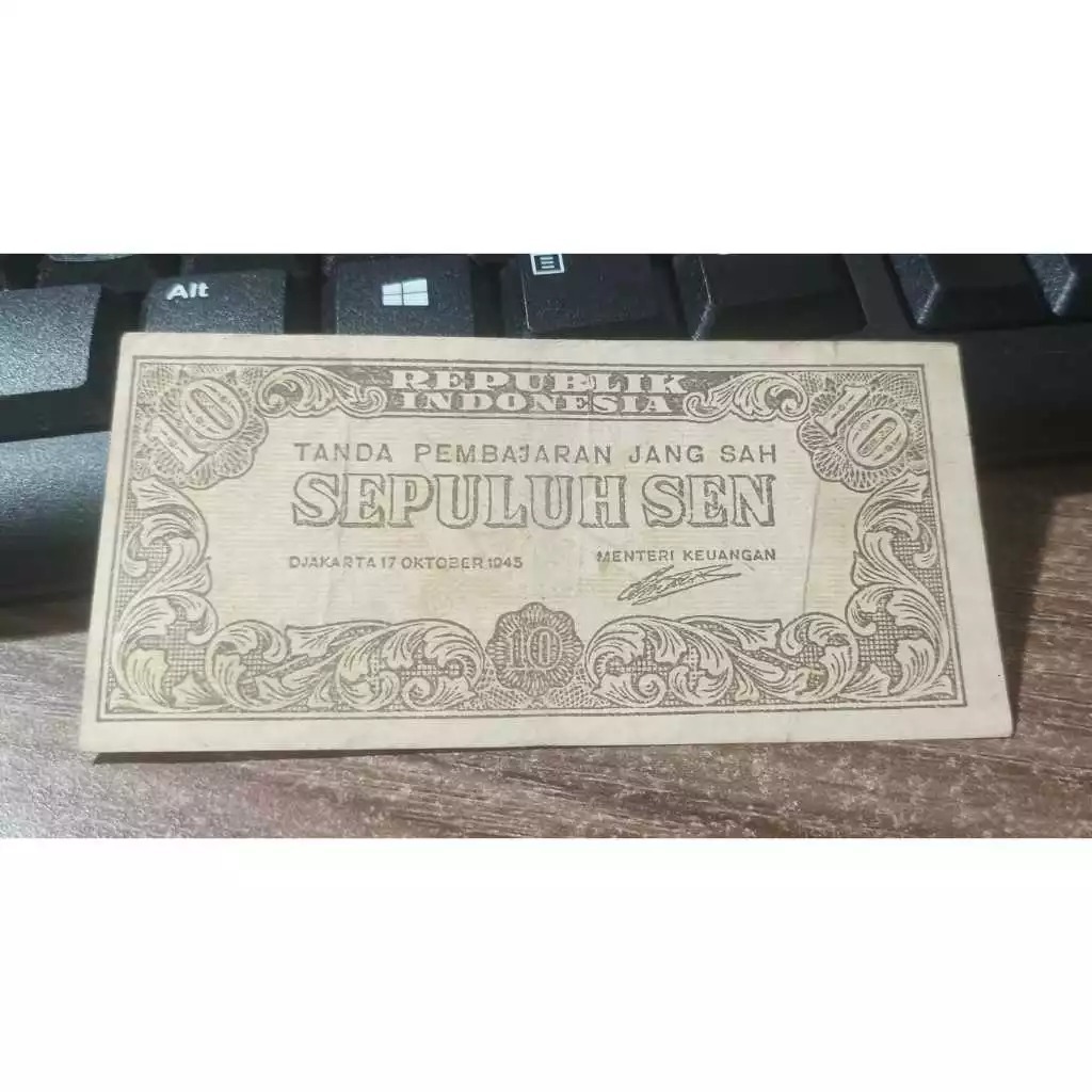 Koleksi Uangkuno indonesia 10 SEN tahun 1945 Awal kemerdekaan