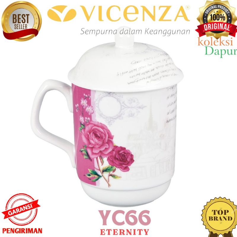 Mug VICENZA Yc66 motif Eternity, perangkat minum vol 350 ml, wadah saji minuman guna menikmati minum