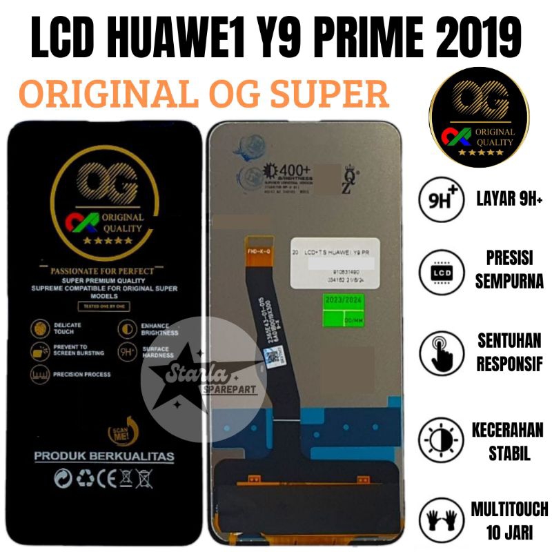 LCD TOUCHSCREEN HUAWEI Y9 PRIME 2019 OG SUPER GRATIS LEM + OBENG
