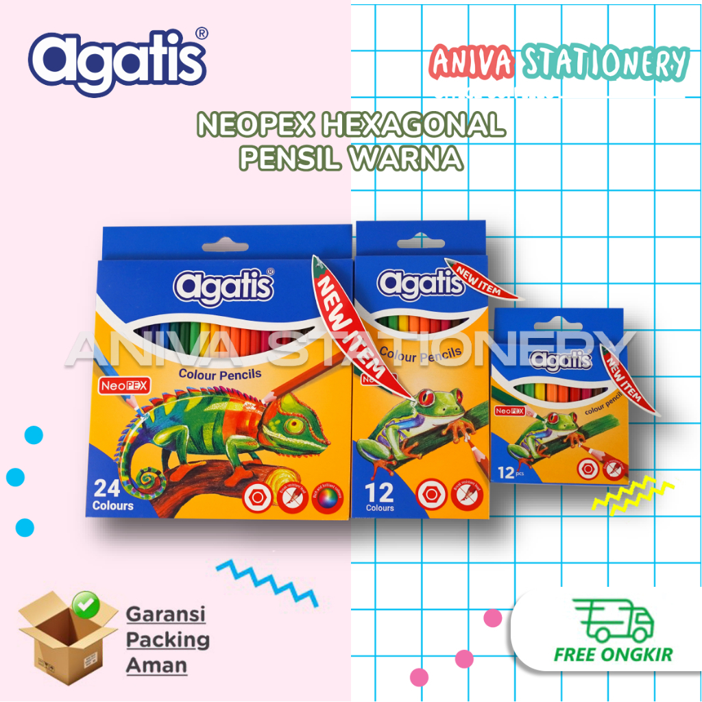 

PENCIL GAMBAR AGATIS NEOPEX HEXAGONAL 12 24 WARNA COLOUR PENCILS