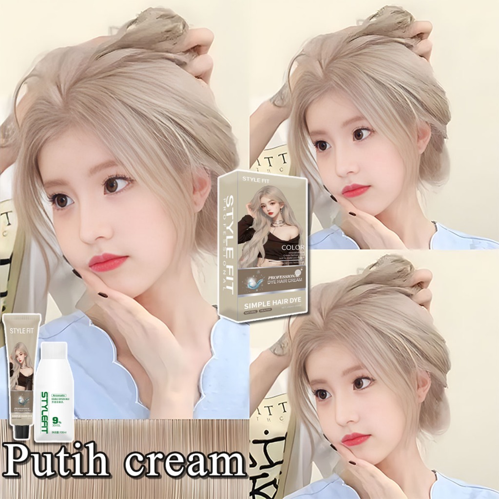 【Beli 100ml gratis 100ml】 STYLE FIT cat rambut ash brown*200ml pewarna rambut pria dan wanita ，semir
