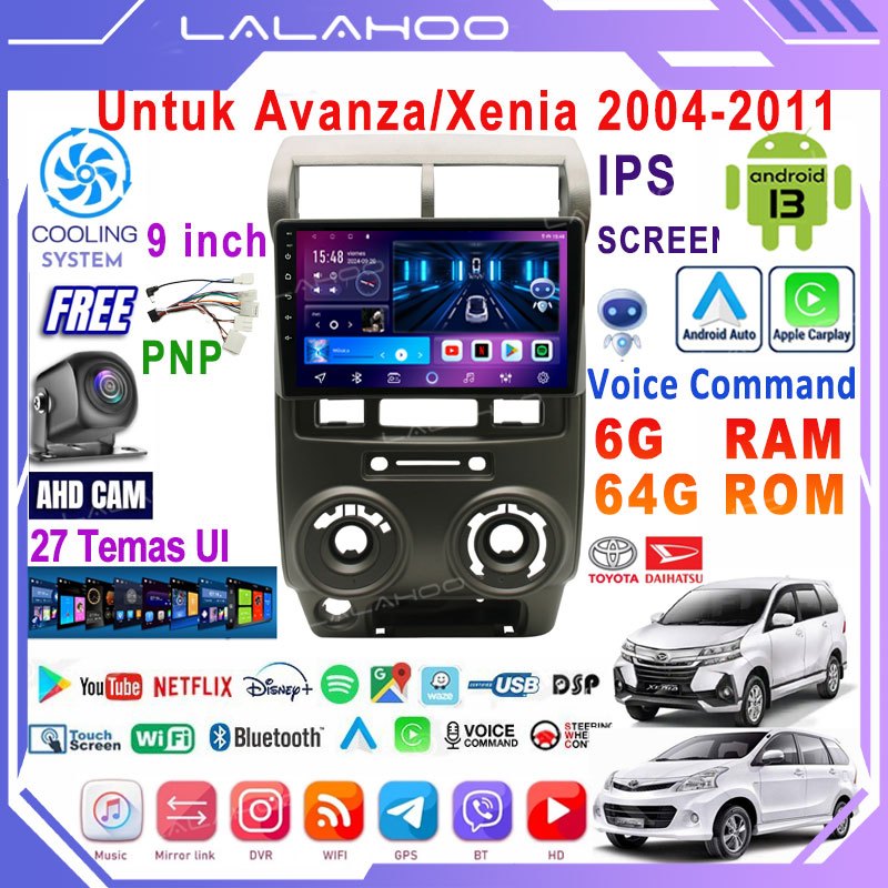 LALAHOO Untuk Avanza/Xenia 2004-2011  6G+64G Android 13 Head Unit Termasuk Frame/PNP Soket 9 Inch