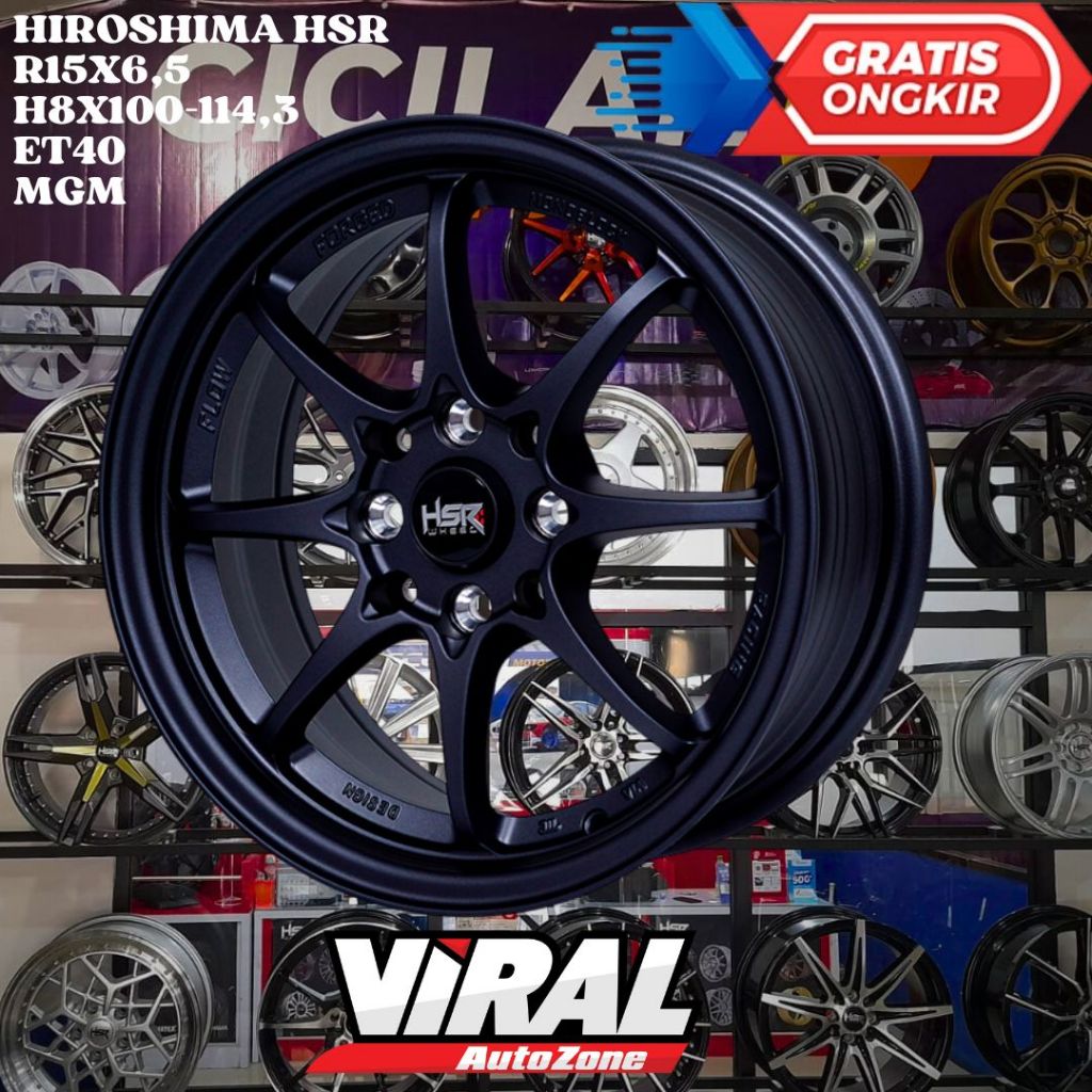 Velg Mobil Ring 15 Ce28 HSR HIROSHIMA R15 LEBAR 6,5 LOBANG 4 ET40 MGM