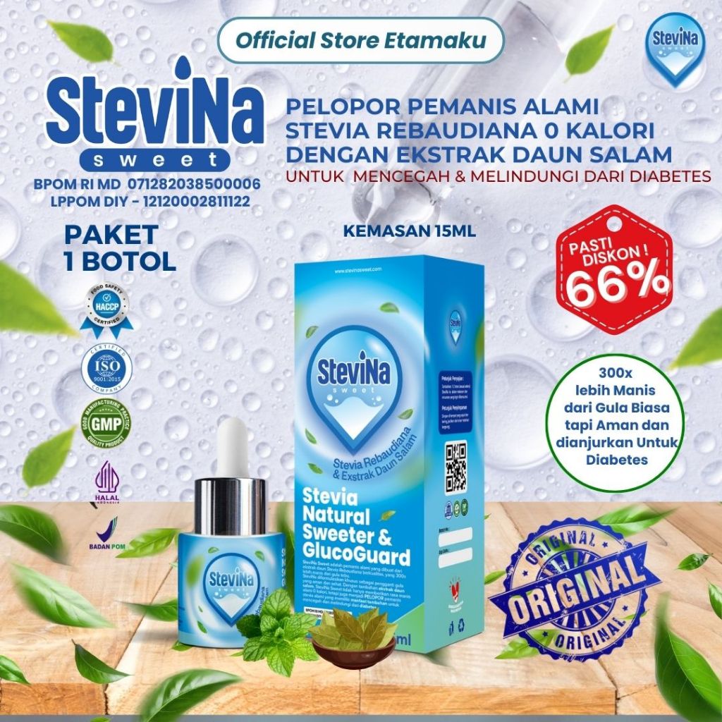 

Stevina Sweet Pemanis Alami 0Kalori plus Herbal Daun salam Pengganti Gula Untuk Menjaga Berat Badan Ideal Kemasan 1 Botol 15ml