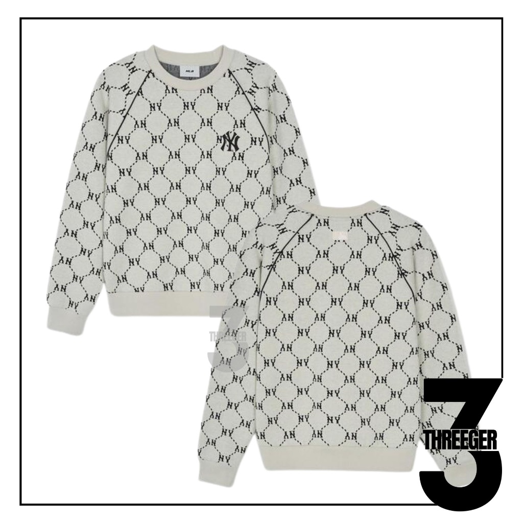 MLB Jacquard Dia Monogram Sweatshirt Dark Cream Original