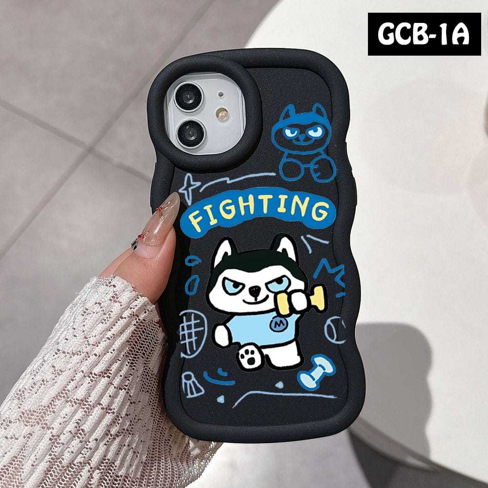 Case Samsung S24 FE Samsung A16 Case Macaron Gelombang Hitam Softcase Gambar GCB-01