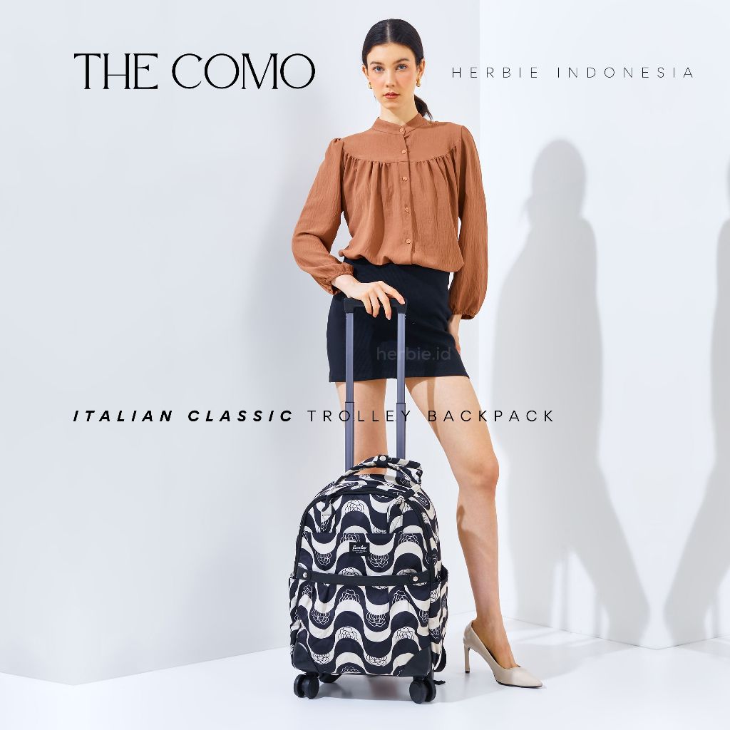 [THE COMO] TAS RANSEL TROLI LIPAT THE COMO KOREA BARLEY BAHAN PARASUT ANTI AIR RODA 4 KABIN PESAWAT 