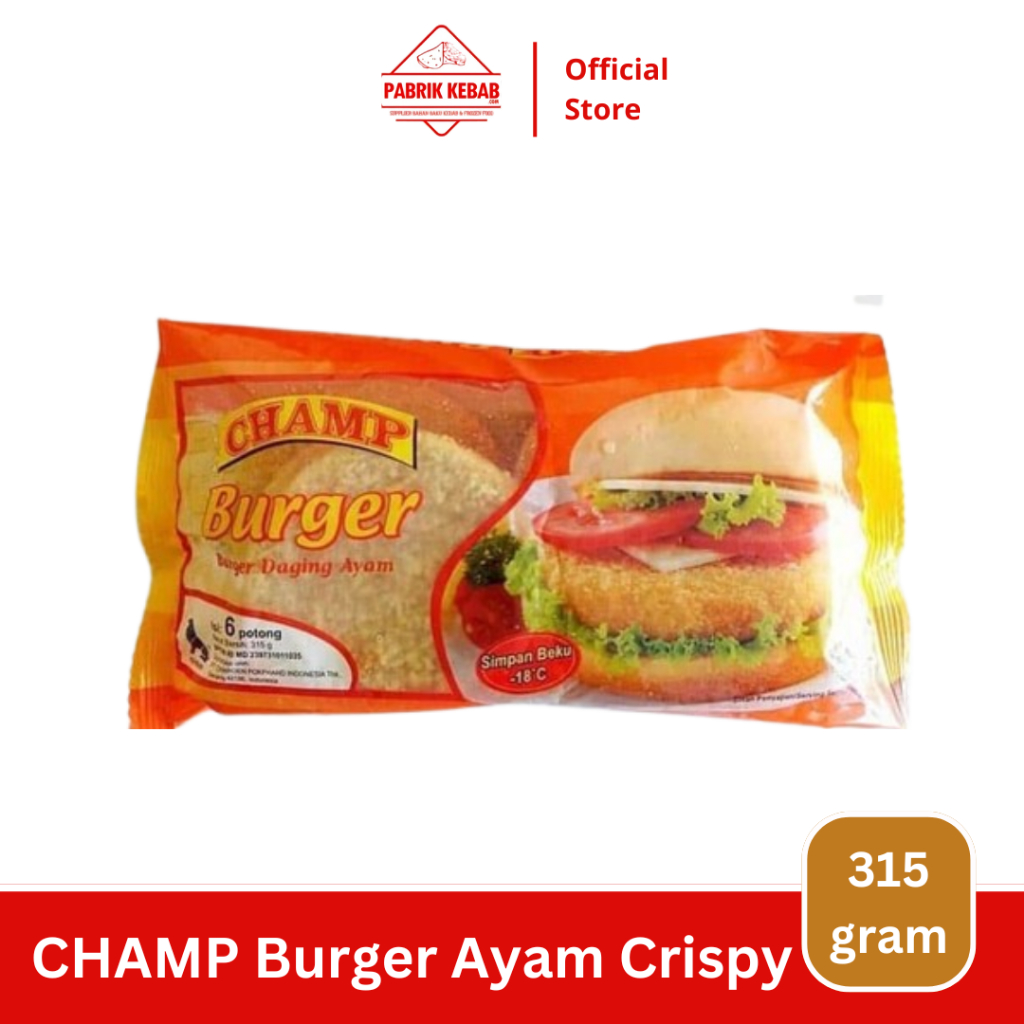 

CHAMP Chicken Burger Crispy - Daging Burger Ayam Crispy 315 Gram