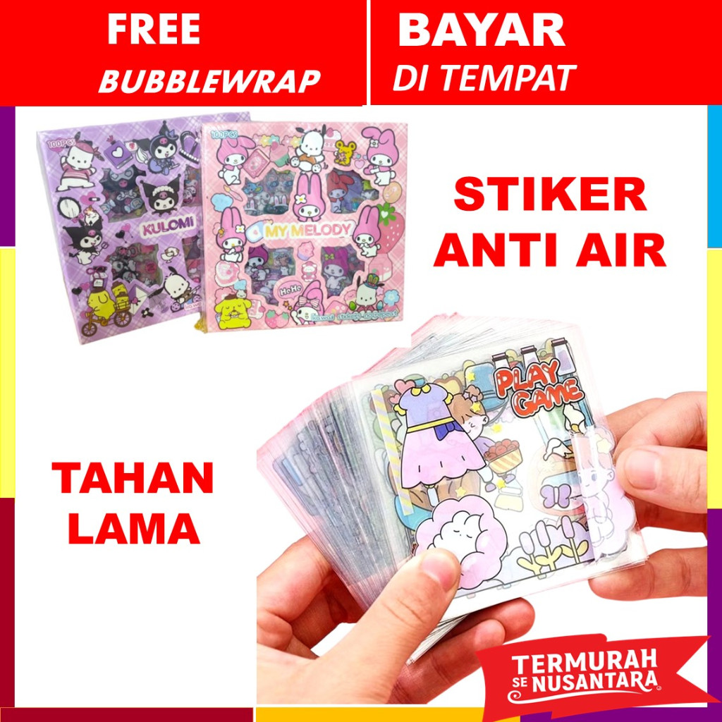 

sticker waterproof stiker aesthetic tahan air plastik LUCU anti air buat casing case hp karakter sanrio kuromi my melody cinnamoroll sticker