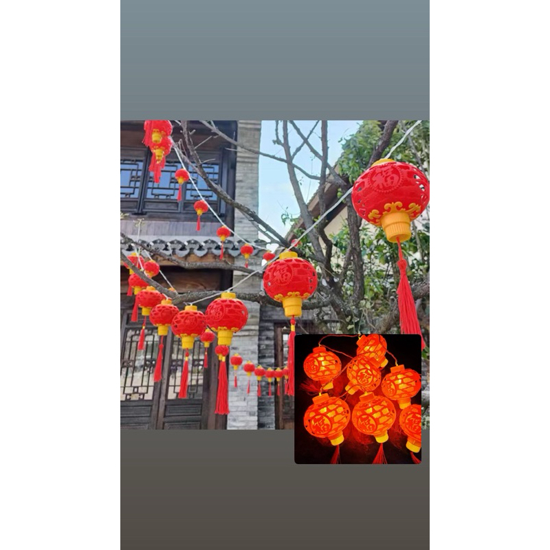 Red Lantern Lampu Lampion lampion imlek / Lampu Lampion LED tumbrl Hiasan Imlek Sincia deret