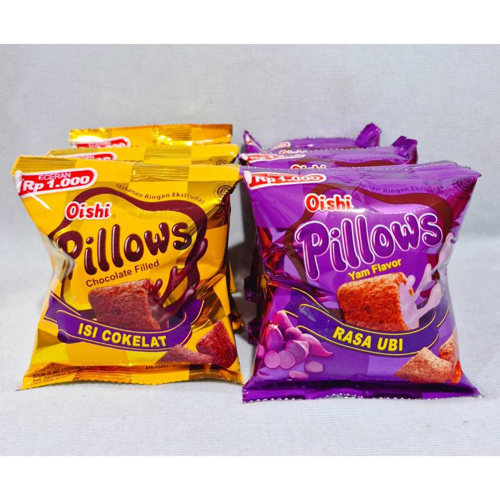 

Oishi Pillow Coklat / Ubi (1 Renteng isi 10 Pcs)