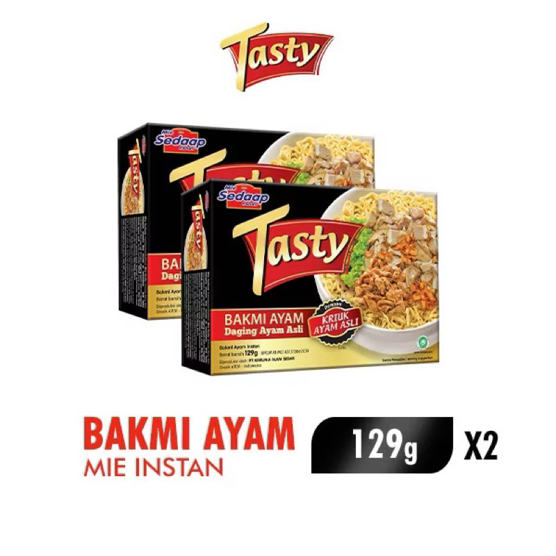 

Sedaap Tasty Mie Instan Bakmi Ayam Bag 129 gr x2