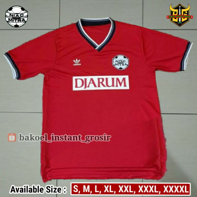 Jersey NIAC MITRA Surabaya Away 1985 Retro Merah PRINTING dan BORDIR Remake Lokal