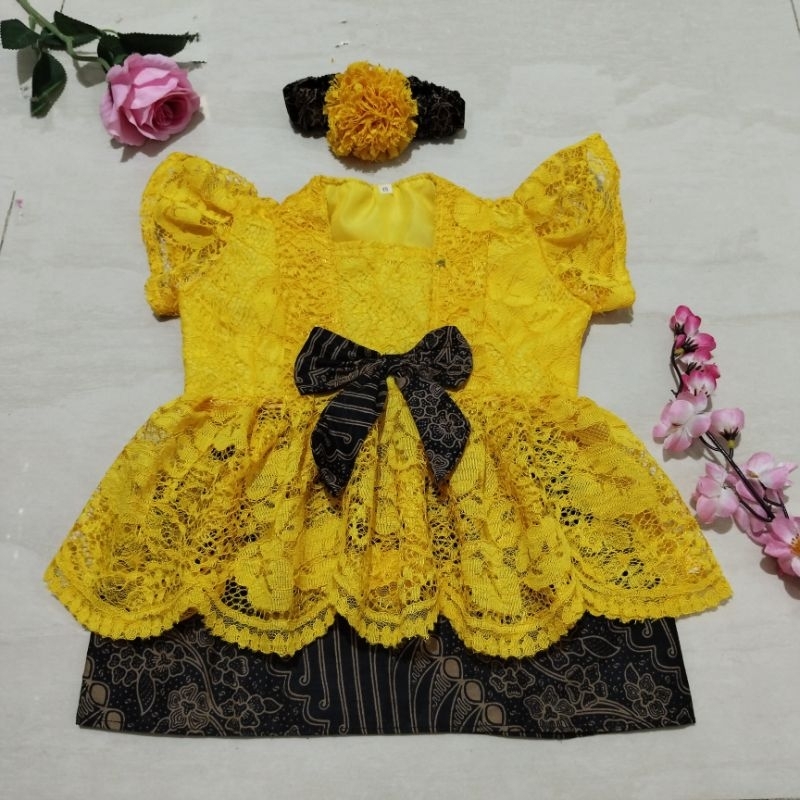 REAL PICT KEBAYA BAYI / KEBAYA ANAK / KEBAYA BAYI PEREMPUAN kuning