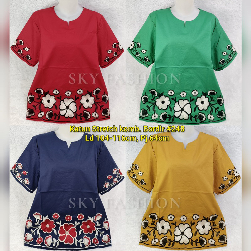 BLOUSE KATUN BORDIR/ATASAN KATUN STRECH BORDIR
