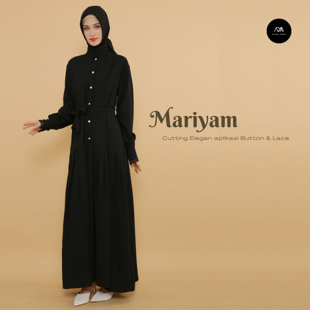 Atqia MArt _ Mariyam Dress Busana Muslim Clasik - Material Premium Desain Rempel