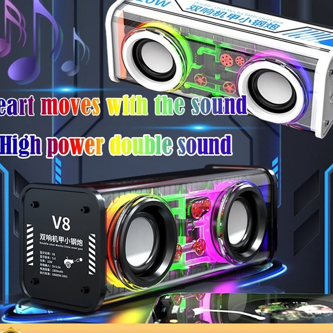 KI3 speaker bluetooth subwoofer meriam baja kecil transparan audio pobel nirkabel 13w mecha subwoofe