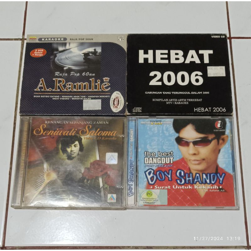 vcd Malaysia A. RAMLIE-Karaoke Raja Pop 60an / HEBAT 2006 / SENIWATI SALOMA / BOY SHANDY-The best da